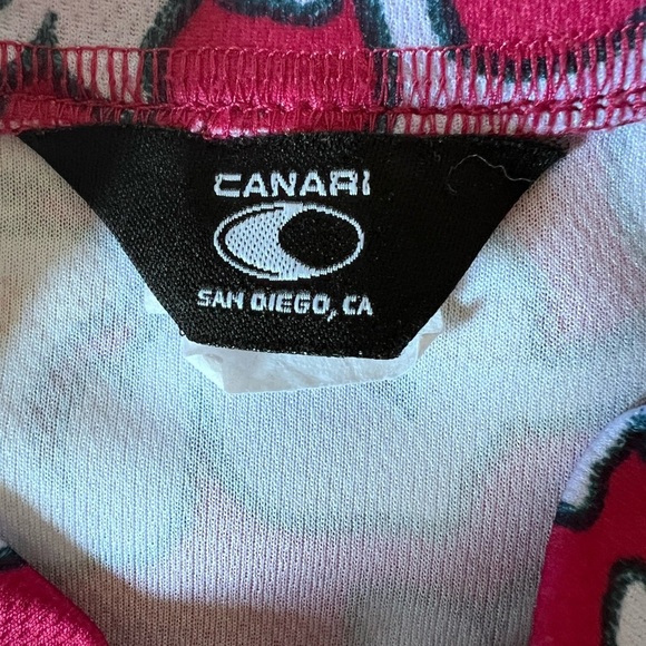 Canari Red and White Floral Bicyclist Shirt Hawaiian light weight vibrant sporty - Picture 3 of 7